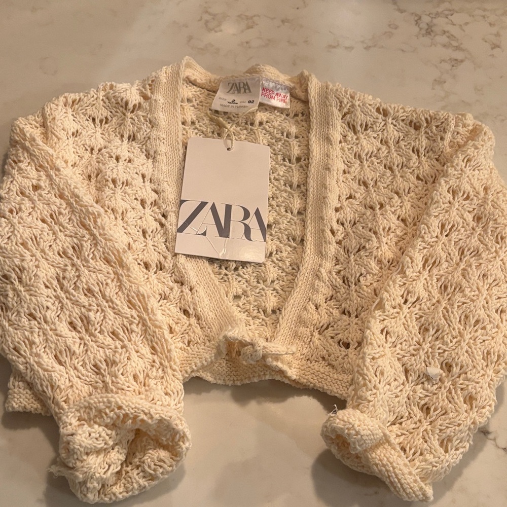 Zara Kids Cream Crochet Cardigan NWT 2T